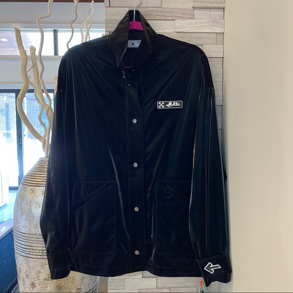 Off-White Glossy Velvet-Trimmed Track Jacket - Picture 10 of 14